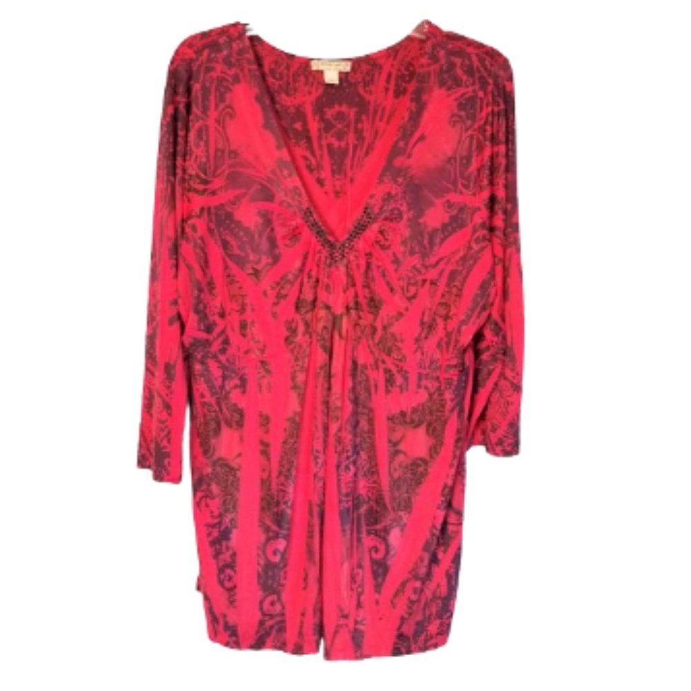 ENERGE WORLD WEAR Pullover V-Neck Tunic Top - Women's Plus Size 2 X